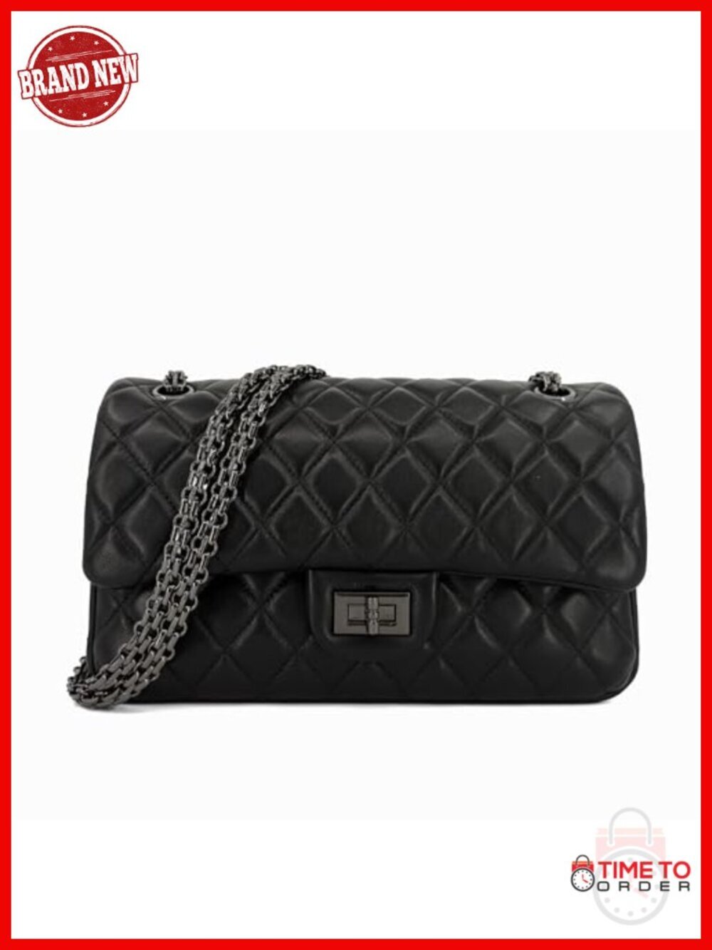 Quilted Lambskin Leather Crossbody Bag with Adjustable Chain Strap